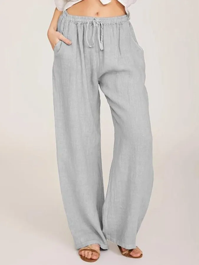 Women's casual cotton linen loose trousers