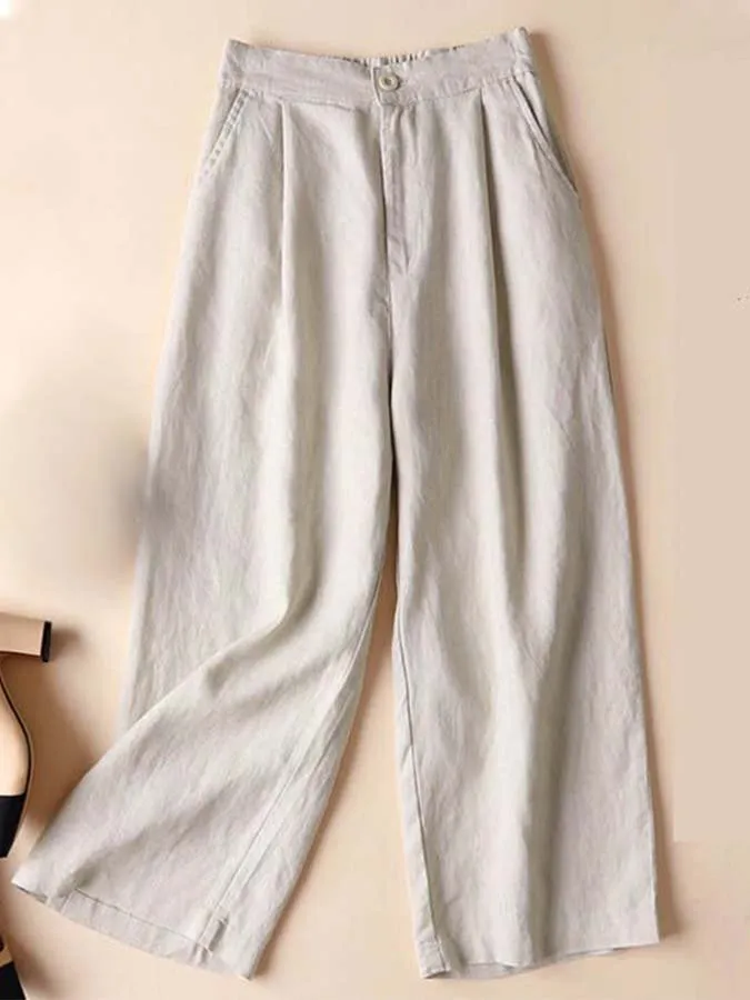 women's cotton linen casual ninth pants