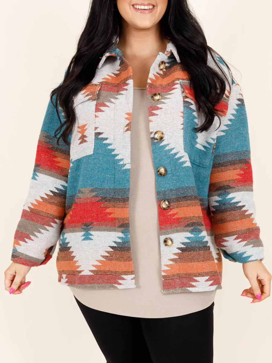 Geometric contrasting pattern jacket