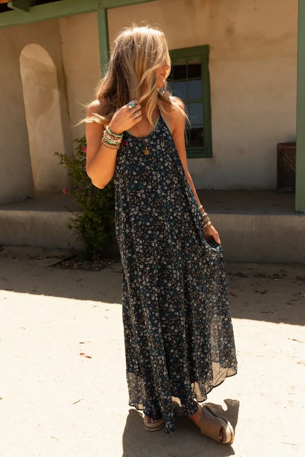 Oasis Pocket Maxi Dress - Navy Floral