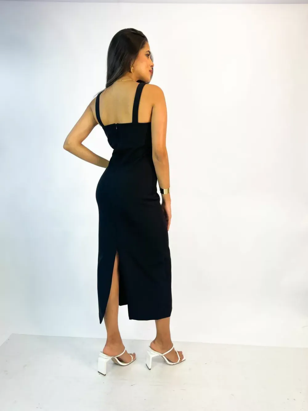 Midi Dress with Large Straps