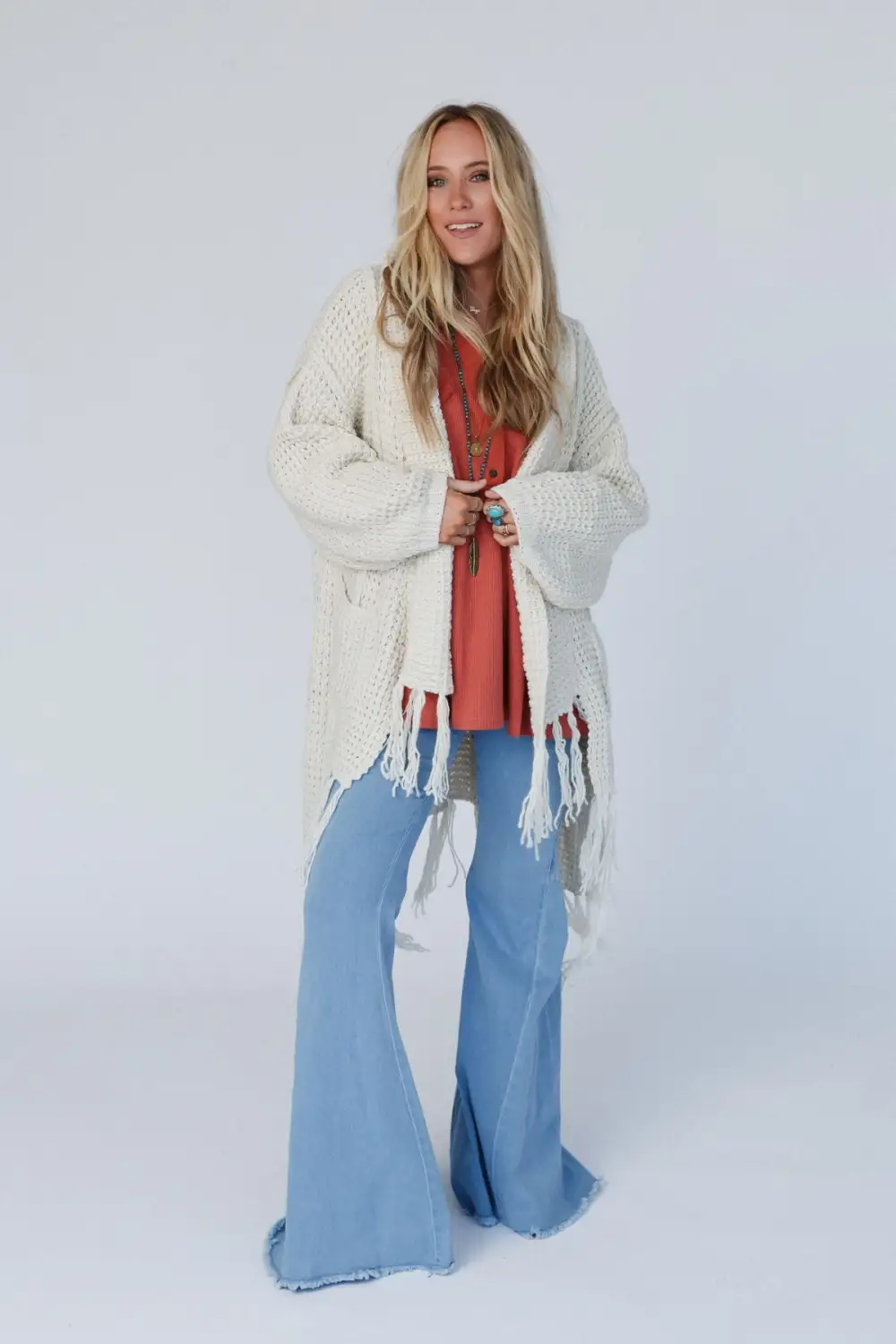 Baby Im Yours Fringe Cardigan - Beige