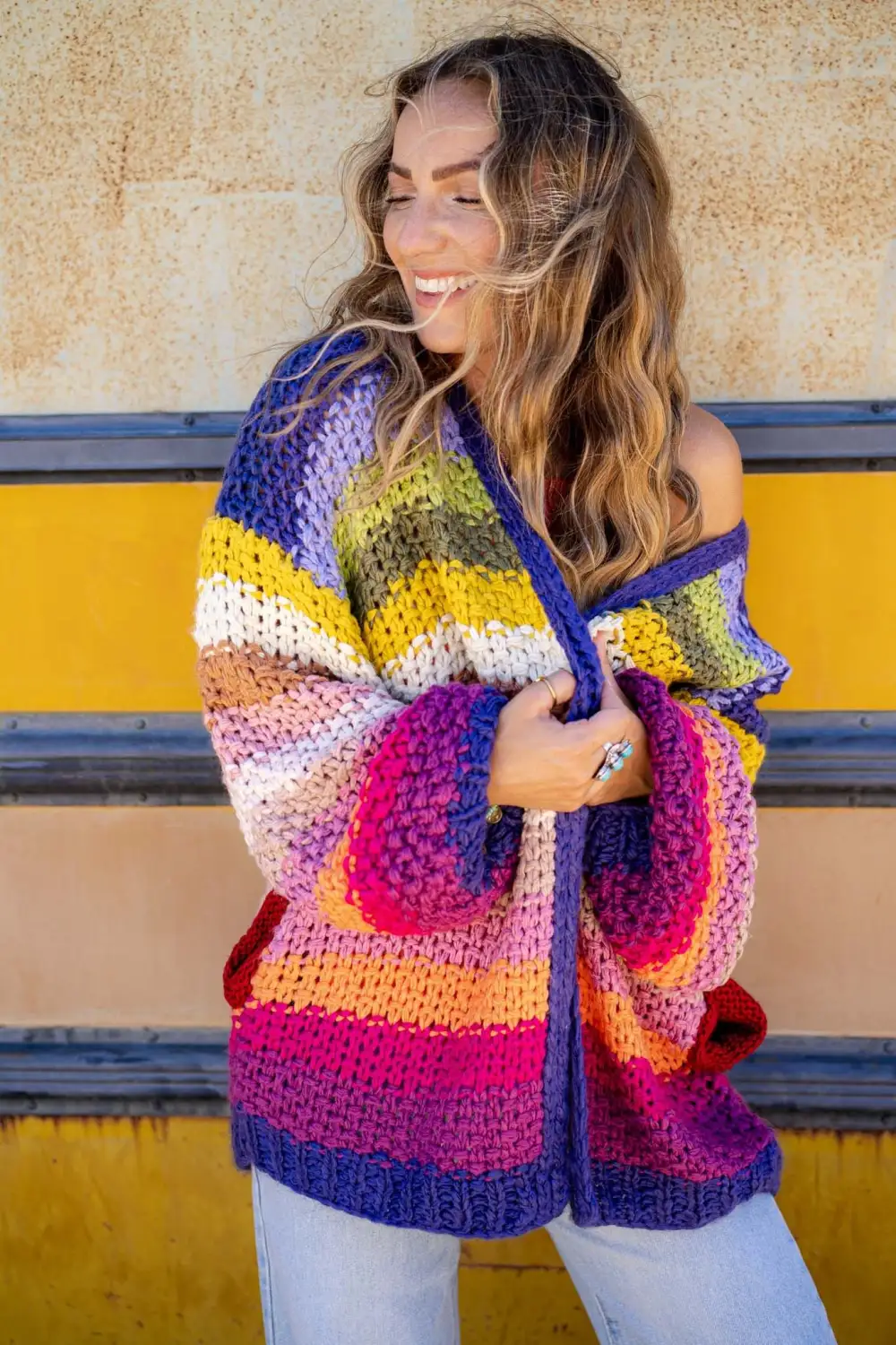 Wrapped up in Color Knit Cardigan - Rainbow