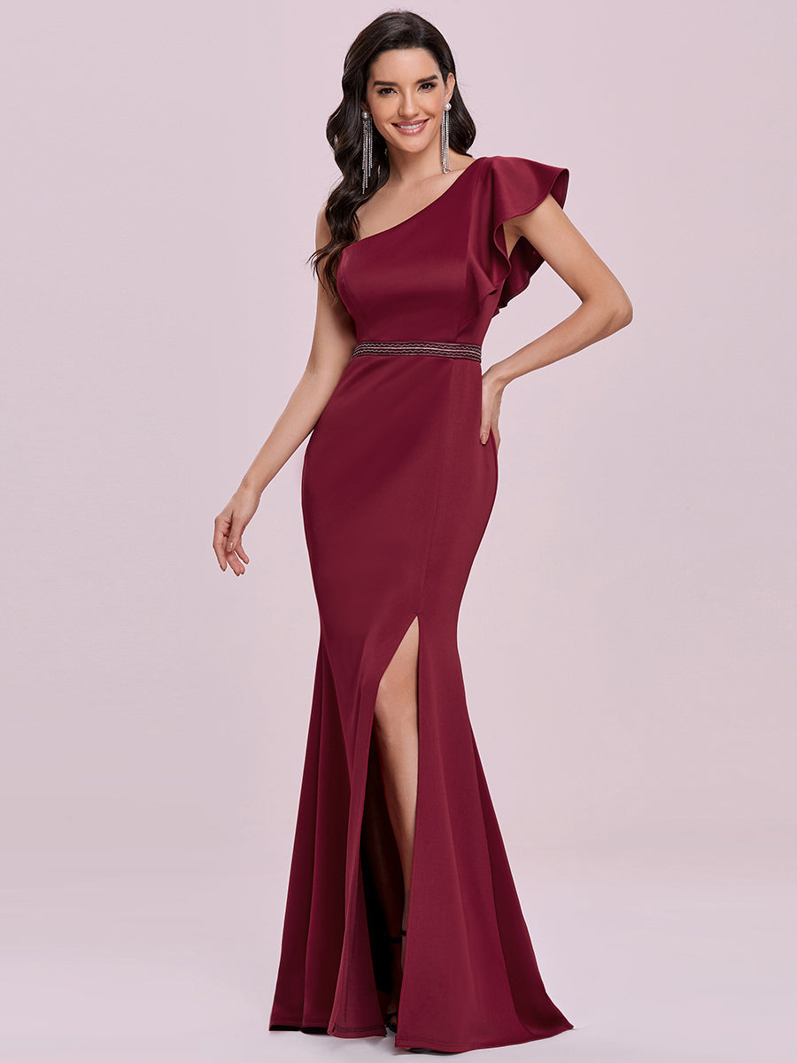 Elegant Maxi One Shoulder Wholesale Evening Dress with Side Split