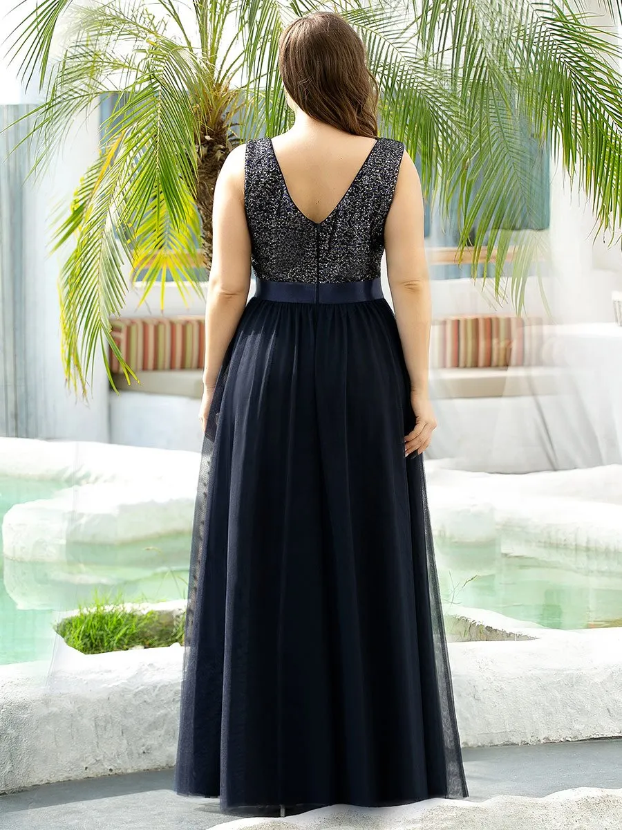 Elegant Wholesale Plus Size Tulle Evening Dresses for Women with Sequin