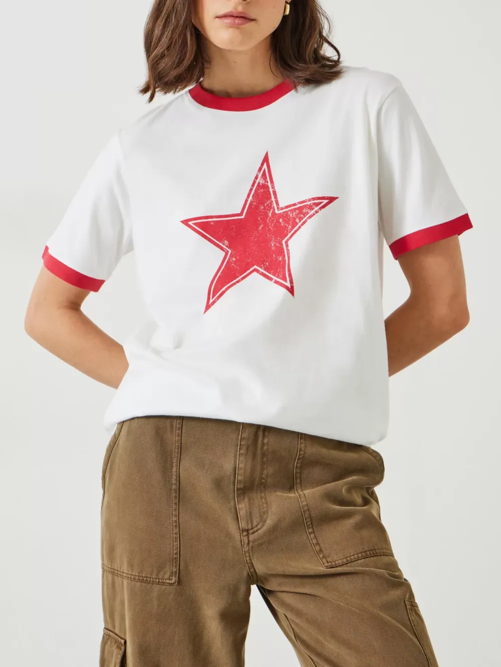 Shaan Star Ringer Cotton T-Shirt