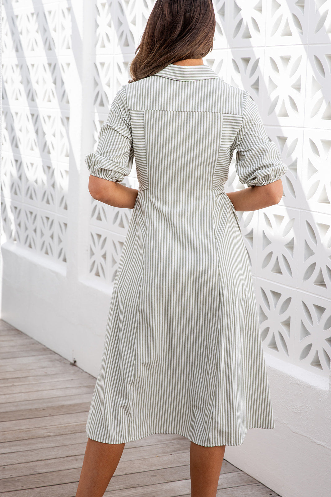 The Vienna Dress - Striped Green