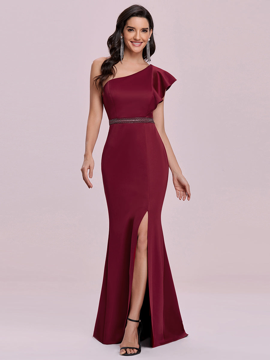 Elegant Maxi One Shoulder Wholesale Evening Dress with Side Split