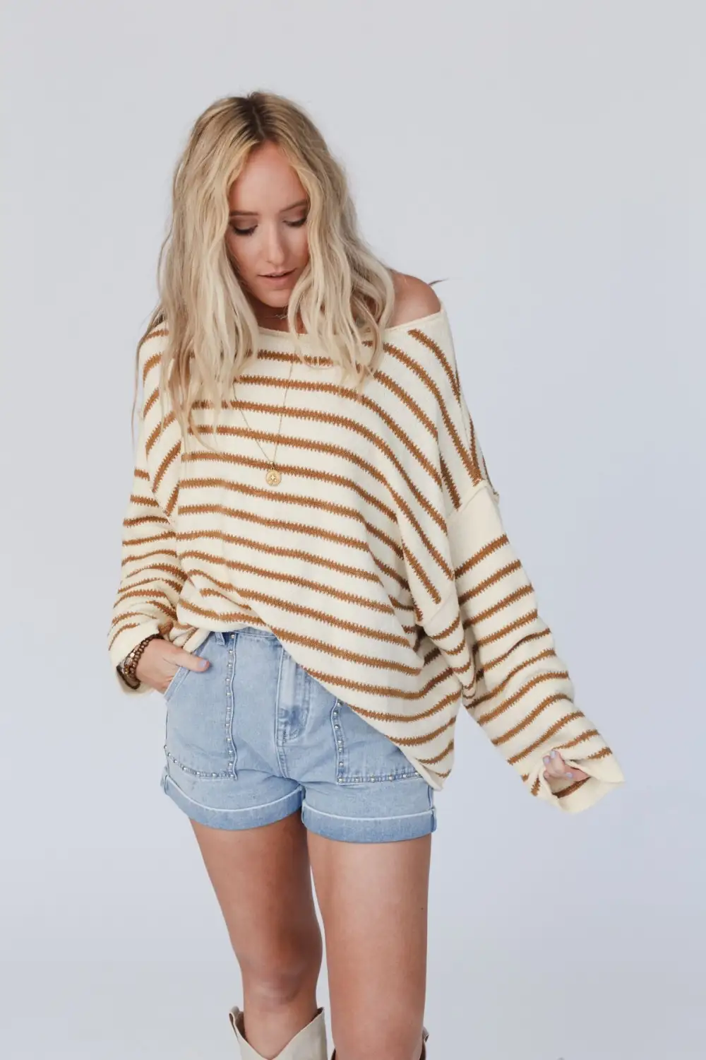 All My Stripes Oversized Sweater - Mustard