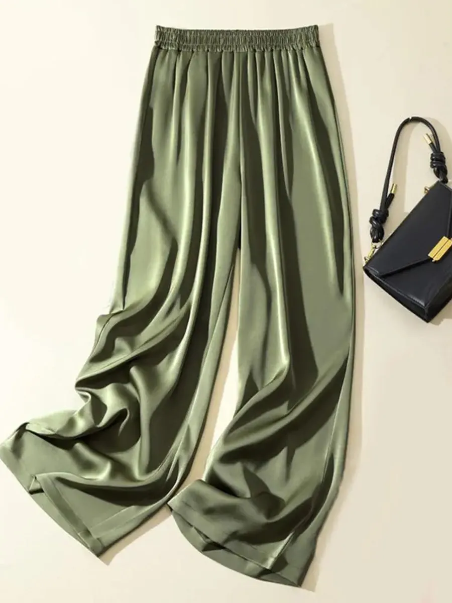 Satin pants wide-leg pants