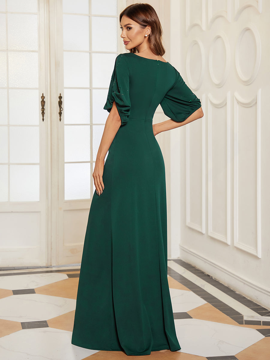 Elegant Wholesale Chiffon Fishtail Evening Dress With Round Neck