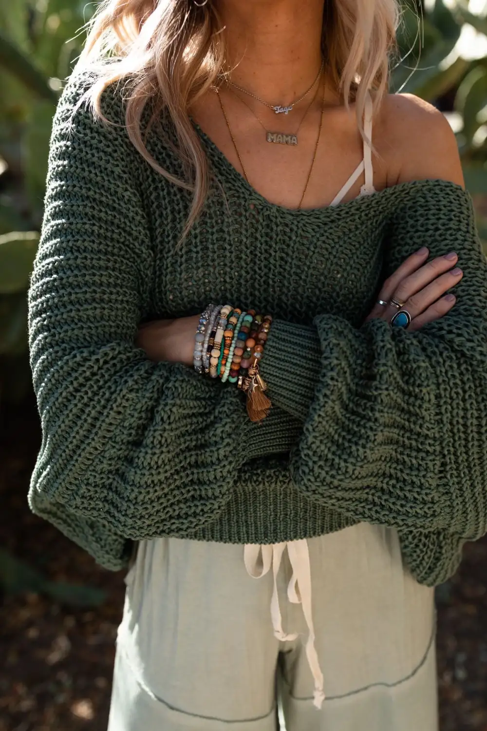 Break Of Dawn Dolman Sleeve Sweater - Olive