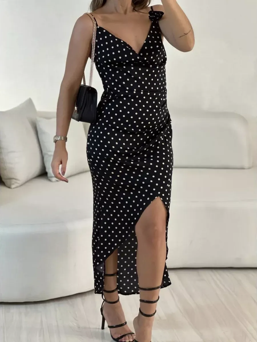 Ana Laura Black Polka Dot Dress