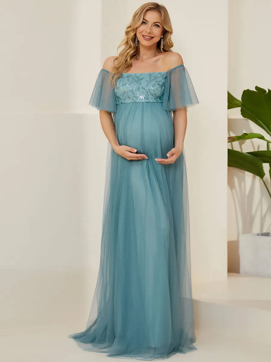 Off-Shoulders A-Line Floor-Length Wholesale Maternity Dresses