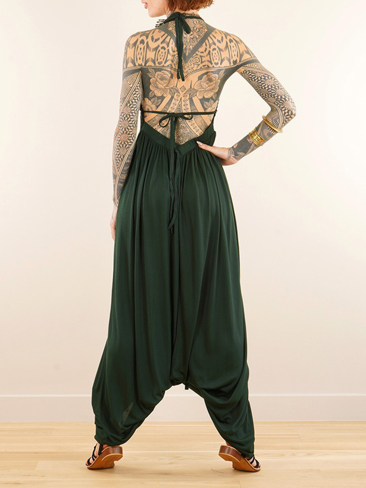 Strappy Bare Back Long Dress And Harem Pant Overalls