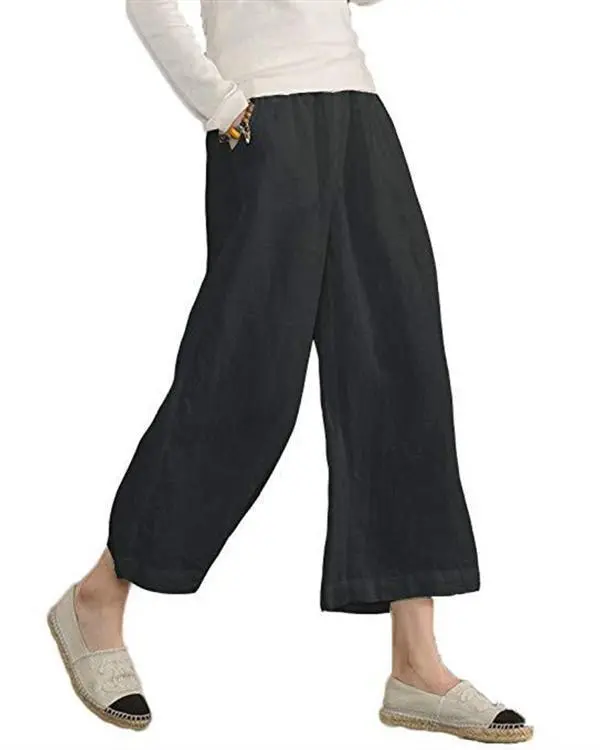 Women Solid Casual Linen Havana Nights Pants