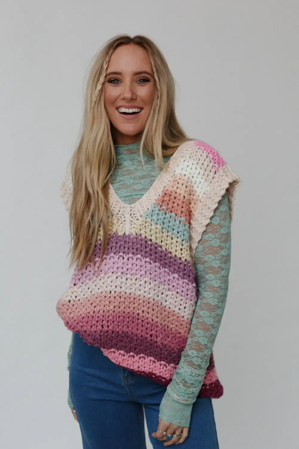 Wrapped Up In Color Knit Vest - Pink Multi