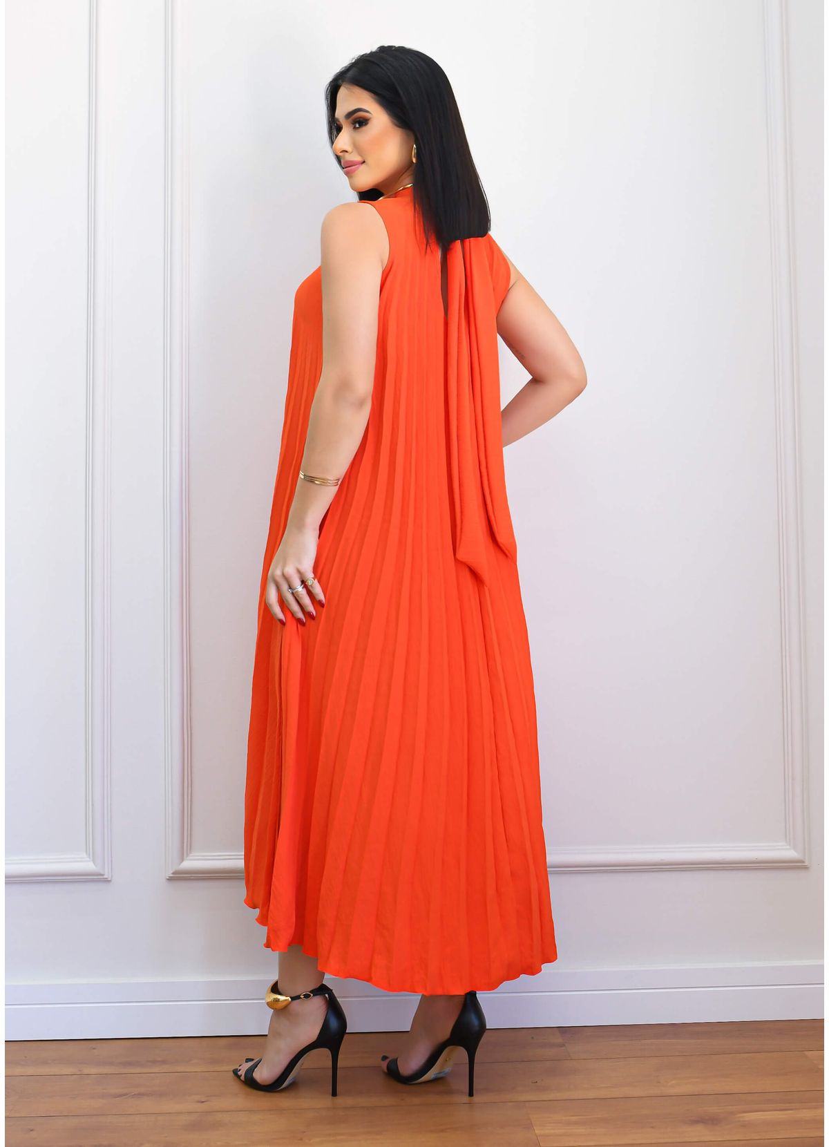 PLEATED MULLET MIDI DRESS