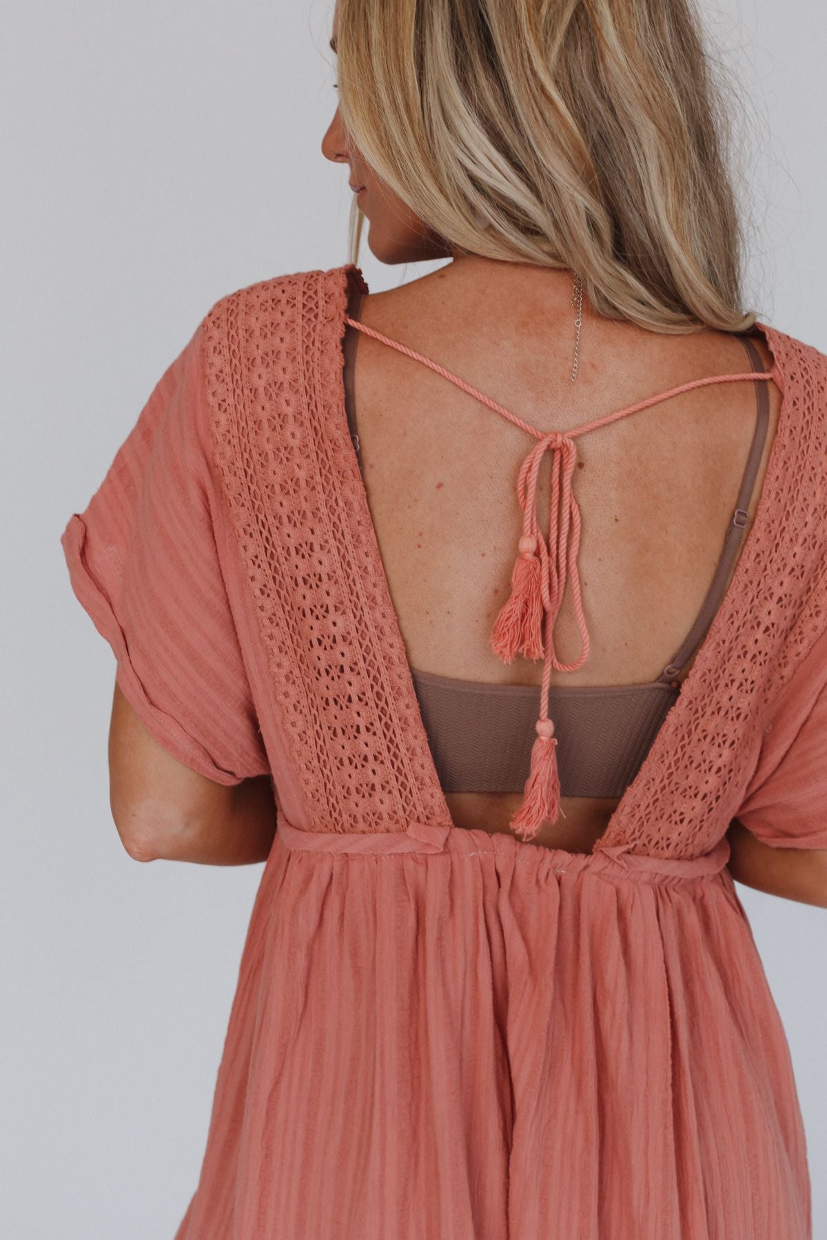 Camden Tassel Tie Dress - Clay