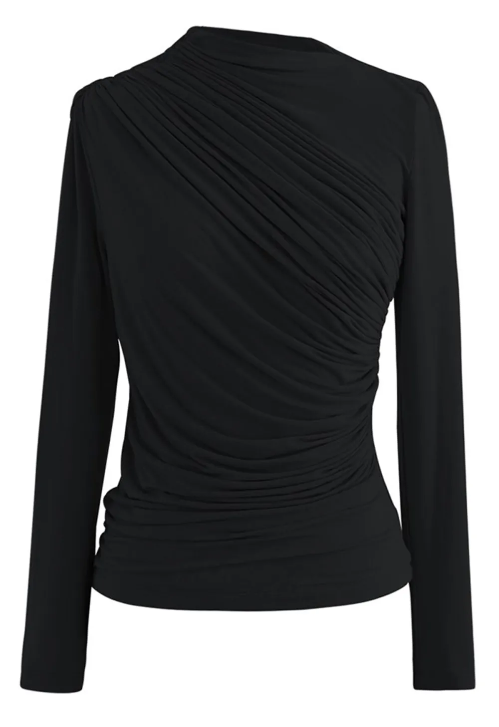 RUCHED LONG SLEEVES TOP IN BLACK