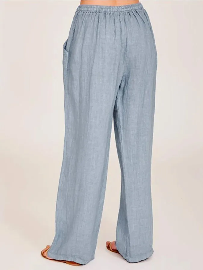 Women's casual cotton linen loose trousers