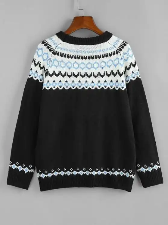 Geo Raglan Sleeve Jumper Sweater