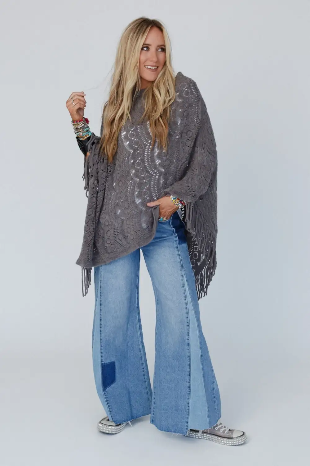 Sea Beyond Lace Poncho - Gray