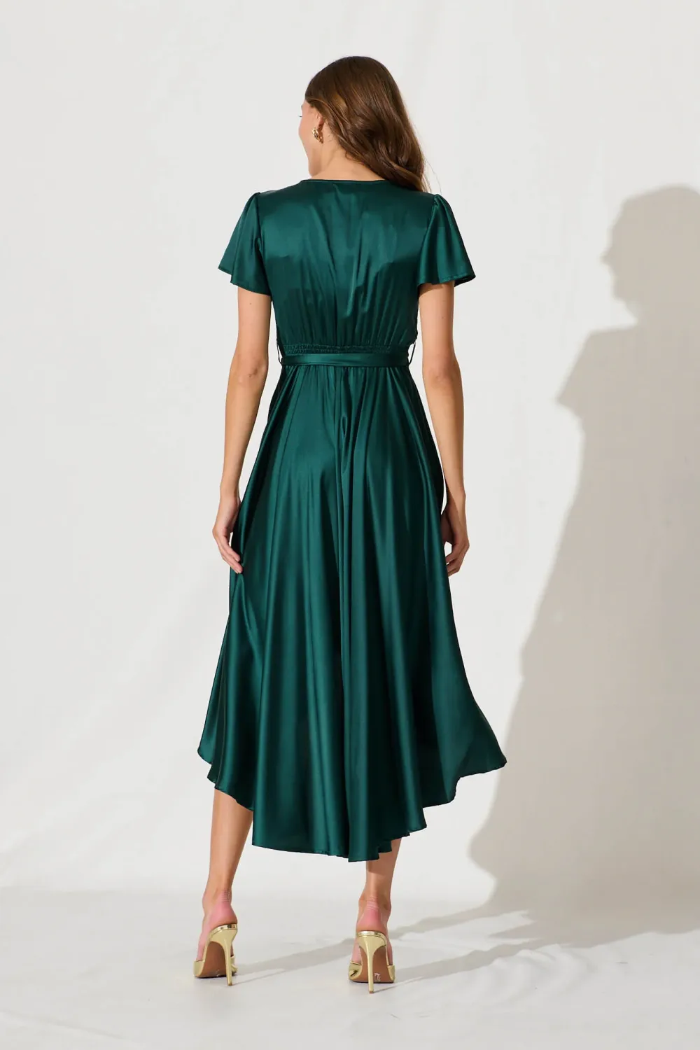 Loulou Maxi Dress In Emerald Satin