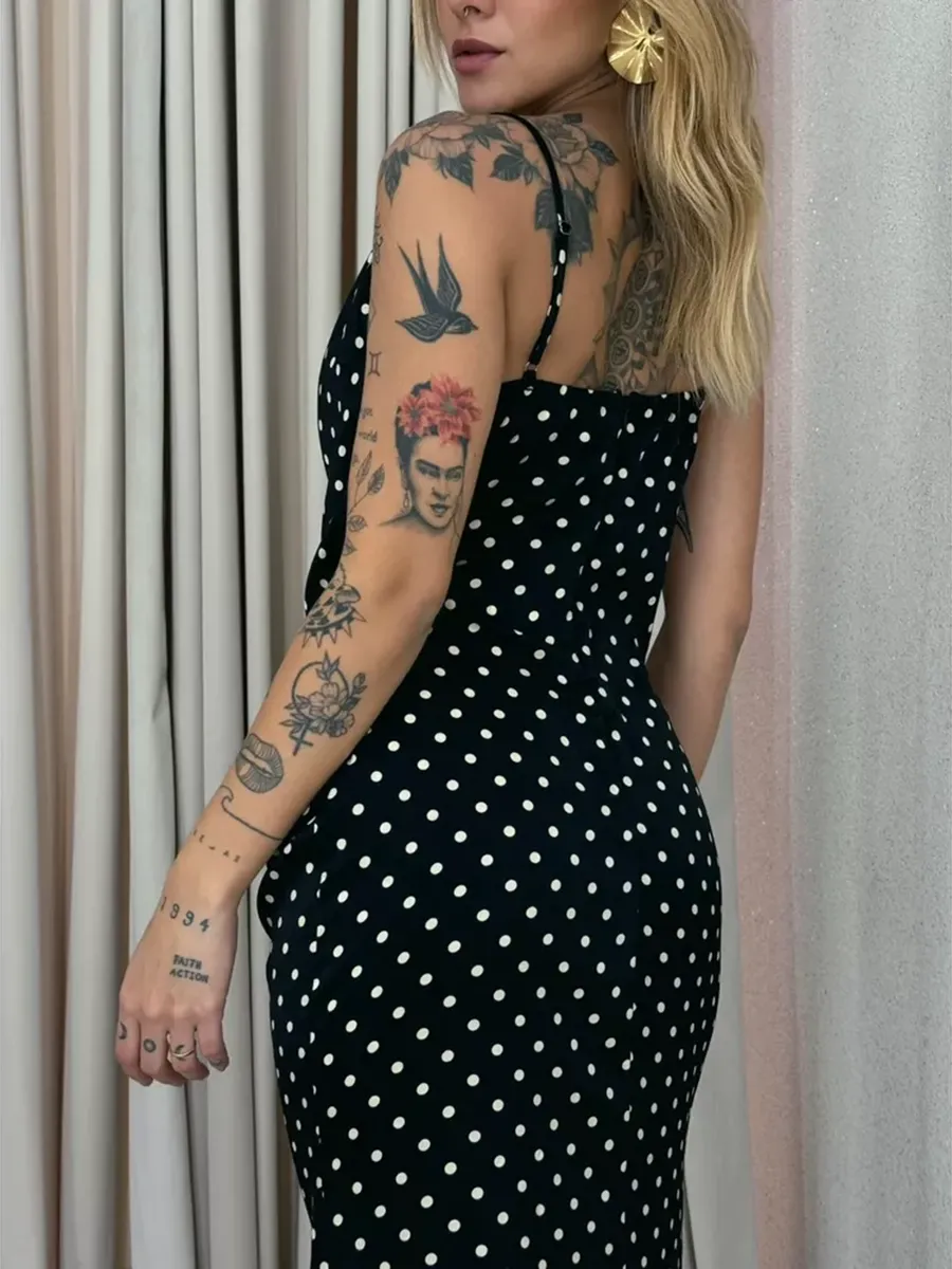 Ana Laura Black Polka Dot Dress