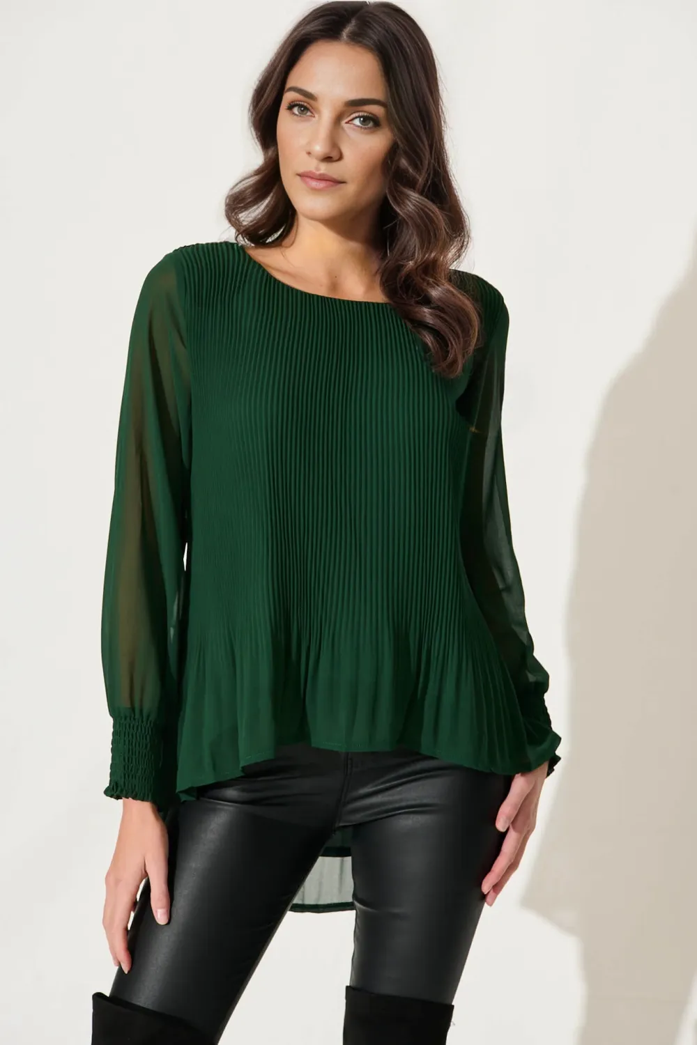 Beau Top In Emerald Chiffon