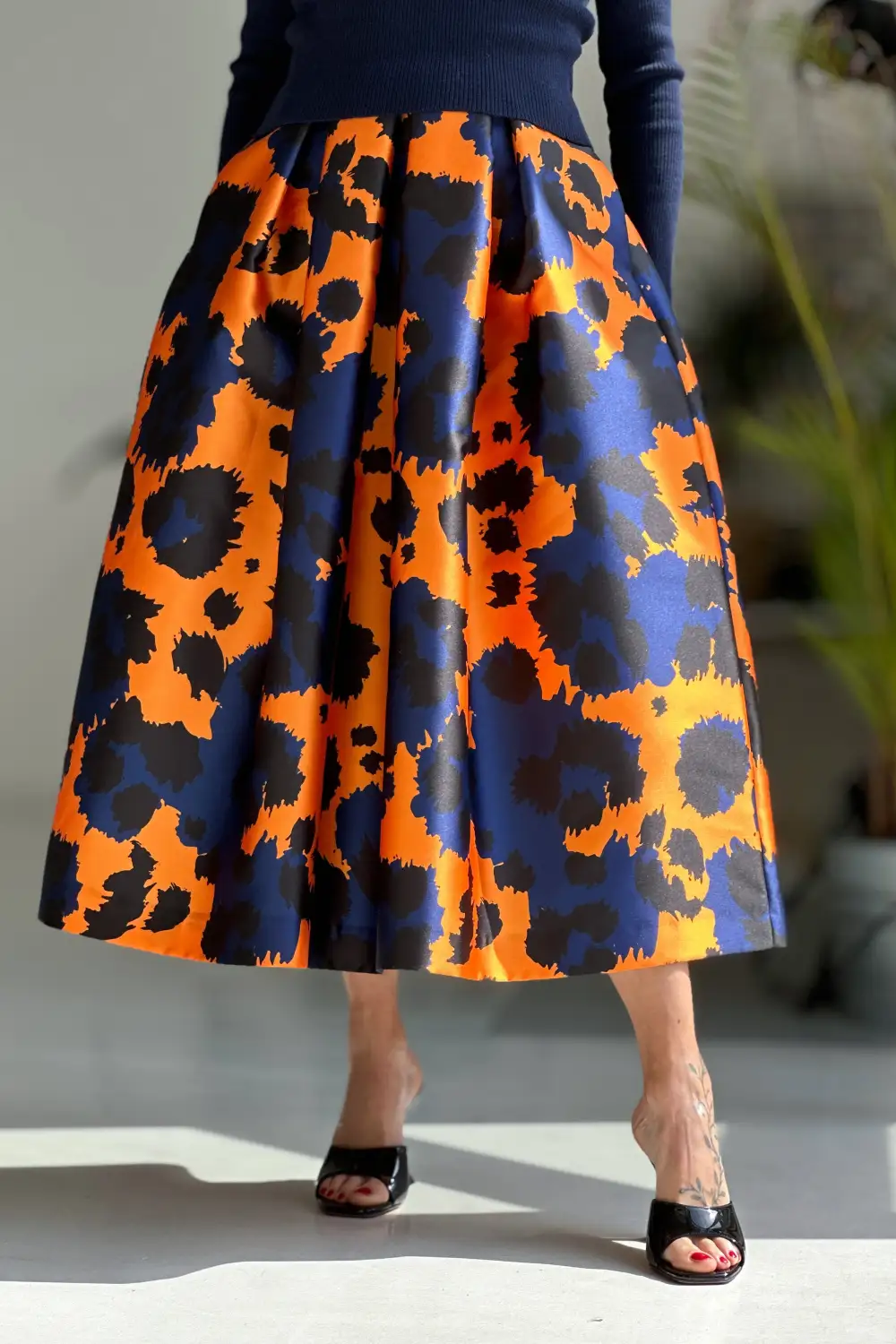 Gonna Animalier Orange Blu