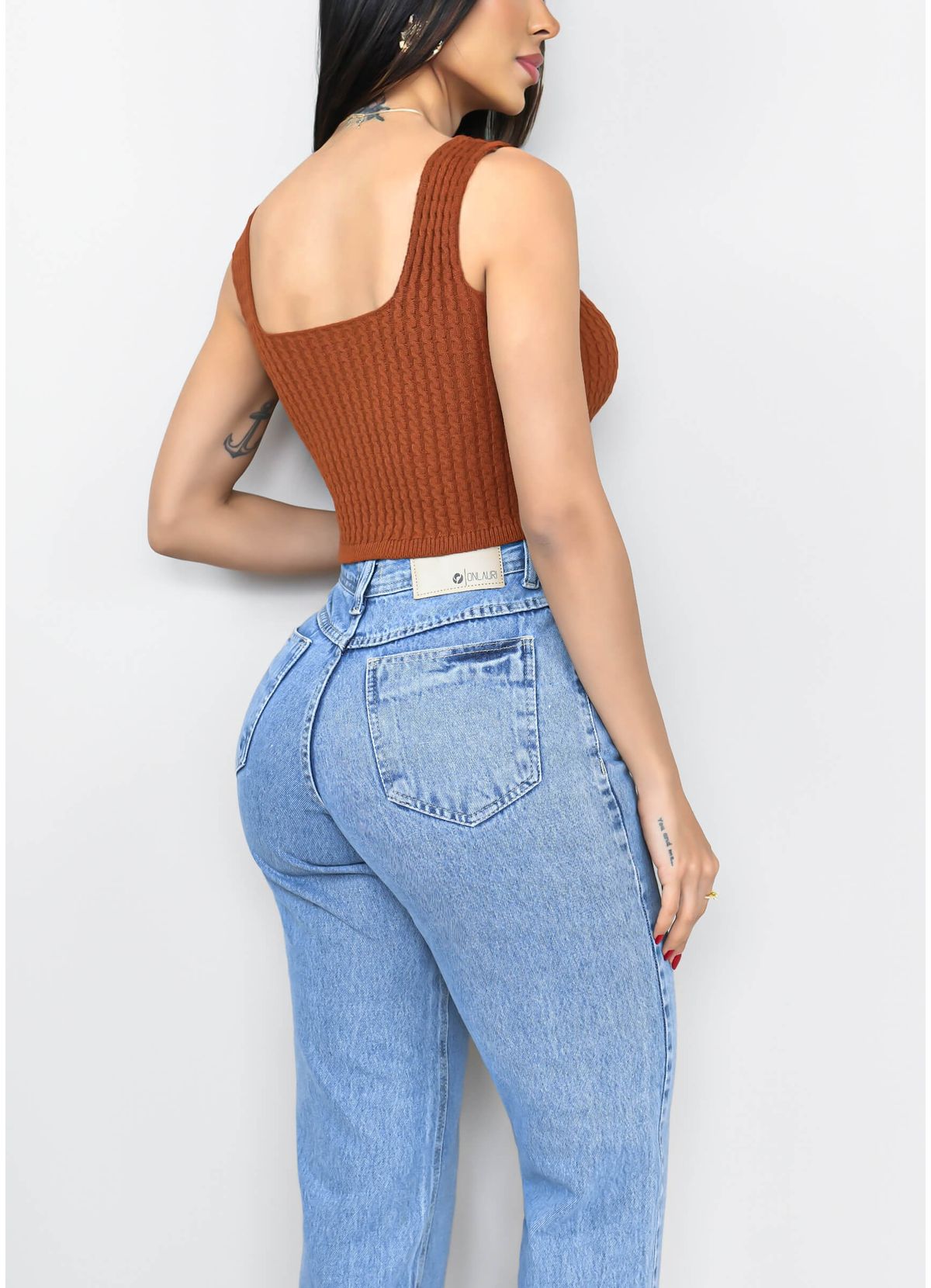 CROPPED WIDE STRAP STRAIGHT TEXTURE MODAL TOP