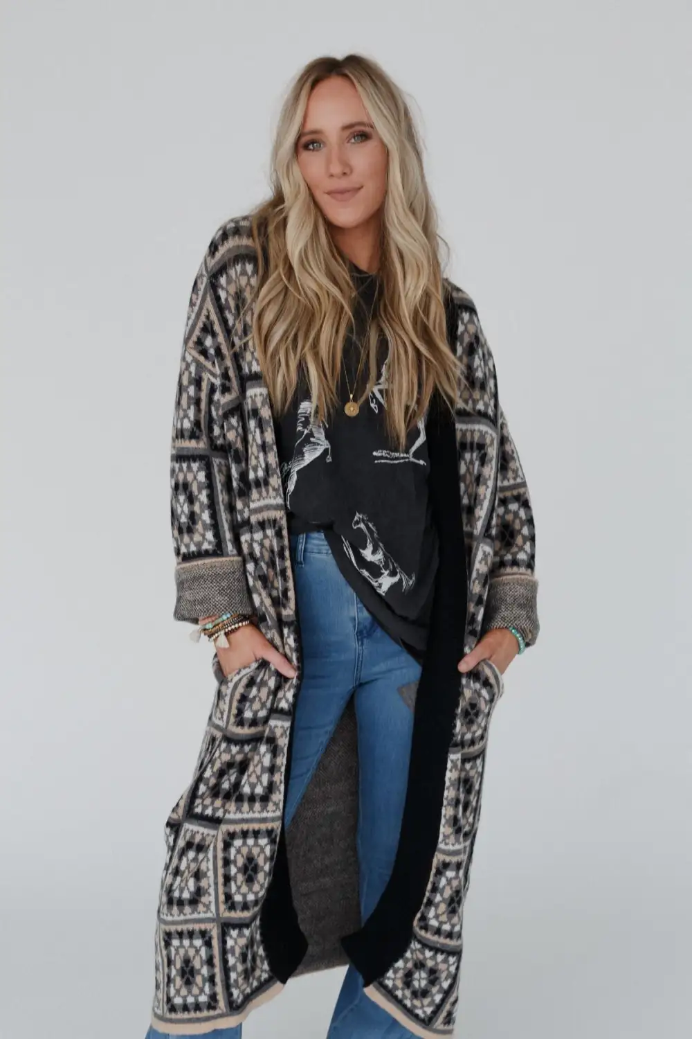 Heirloom Blooms Duster Cardigan - Black