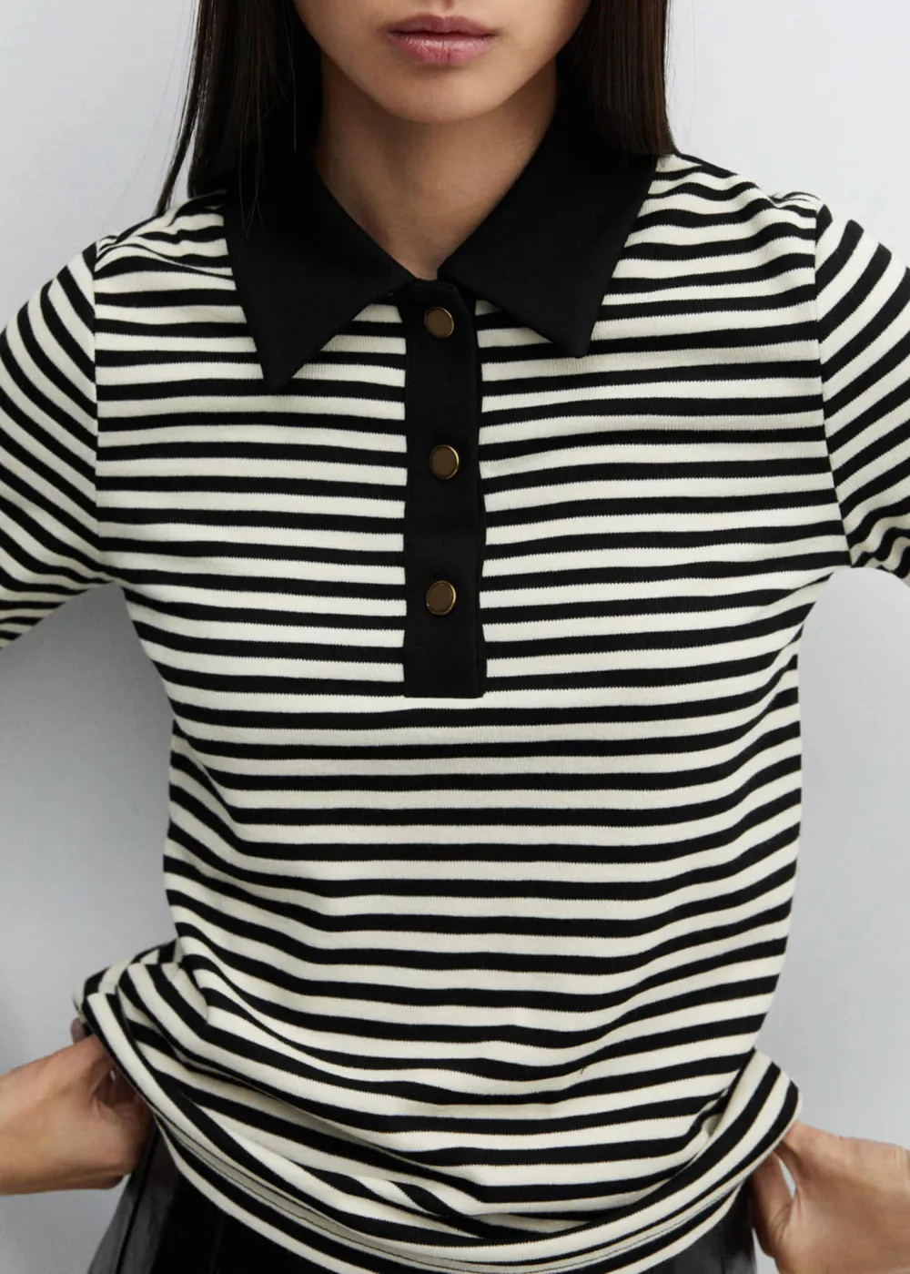 Button-down collar polo shirt