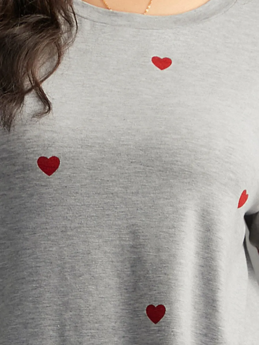 Crew-neck love heart T-shirt