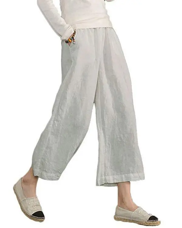 Women Solid Casual Linen Havana Nights Pants