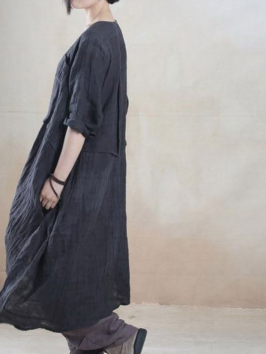 Plus Size Women Plus Size Linen Summer Irregular Shirt Dress