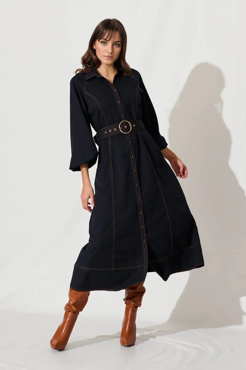 Josephina Midi Shirt Dress In Navy