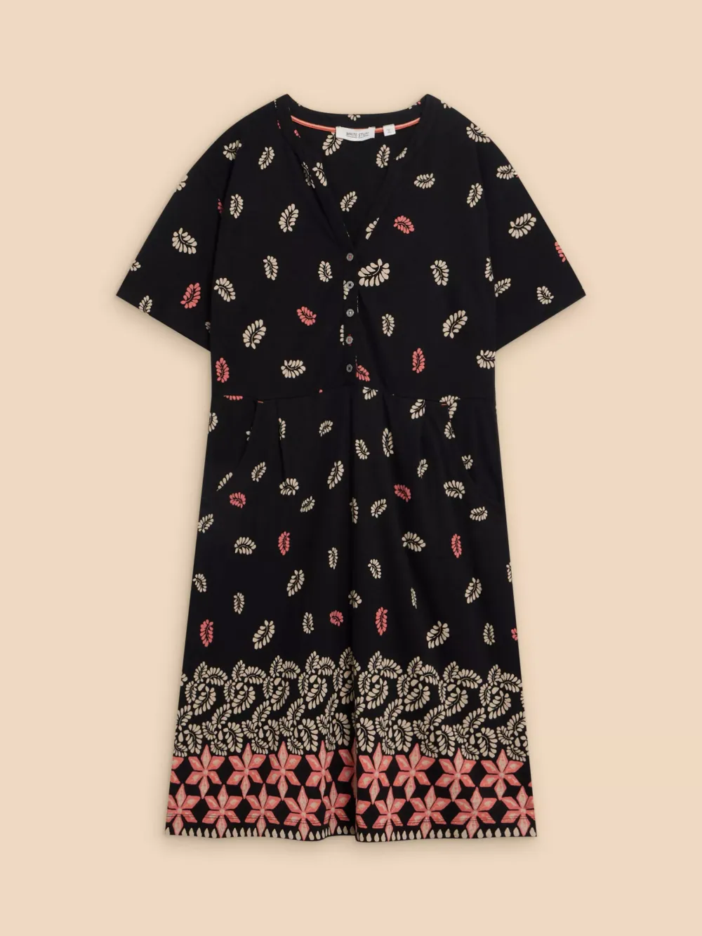 Tammy Leaf and Flower Print Cotton Jersey Dress