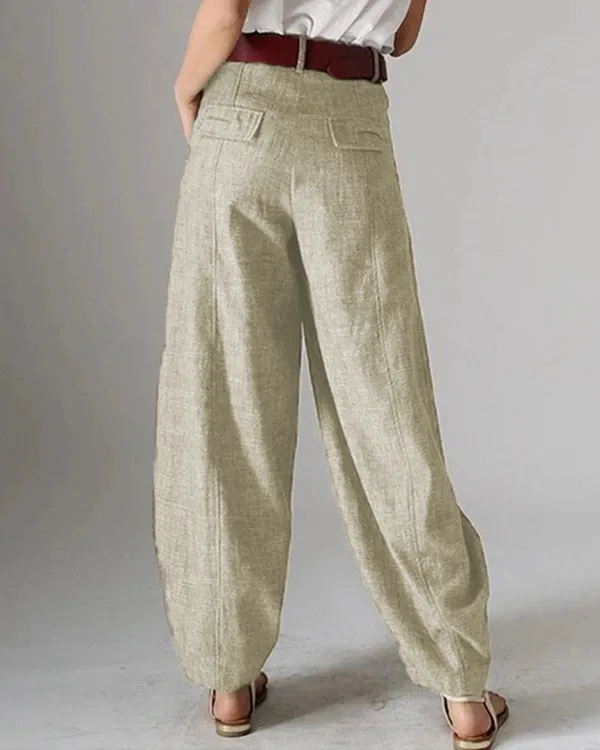 Casual Solid Color Pockets Harem Pants For Women