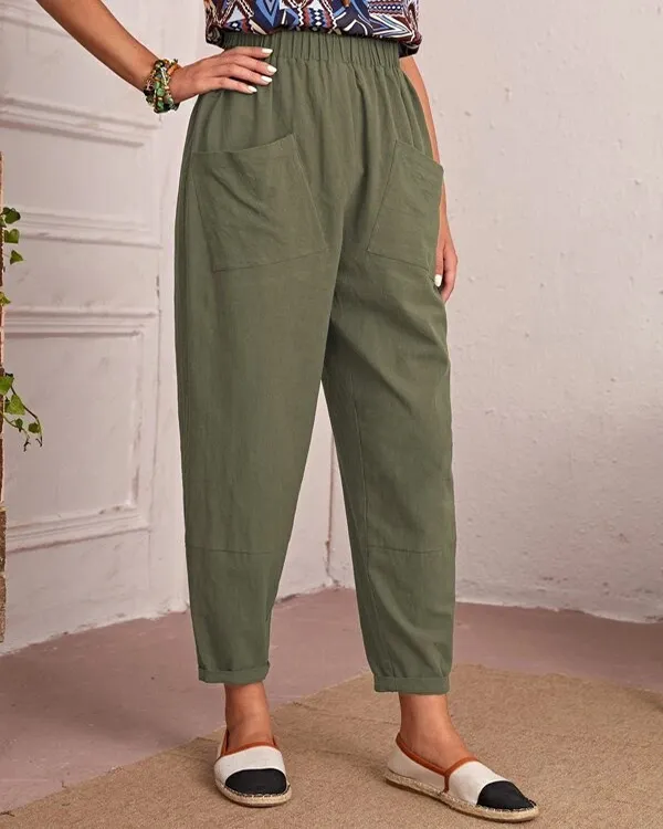 Linen Stretch Casual Pocket Pants