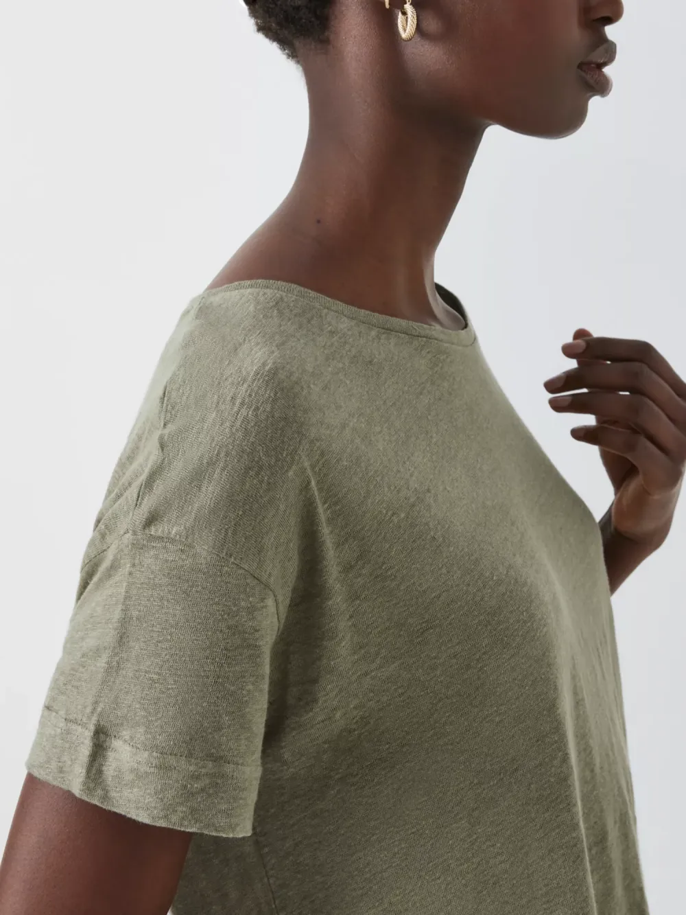 Relaxed Linen Crew Neck T-Shirt