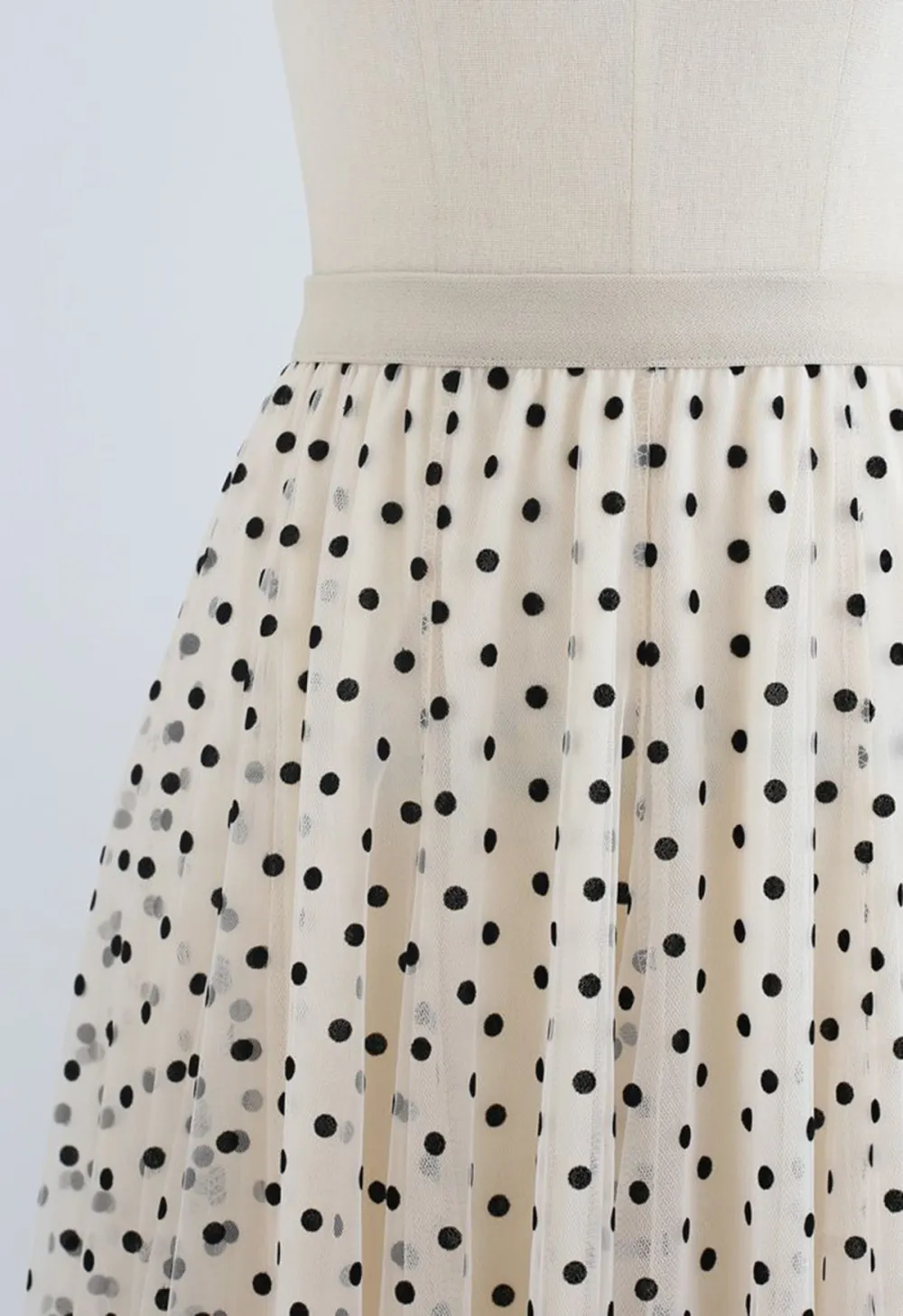 MY SECRET GARDEN TULLE MAXI SKIRT IN CREAM DOTS