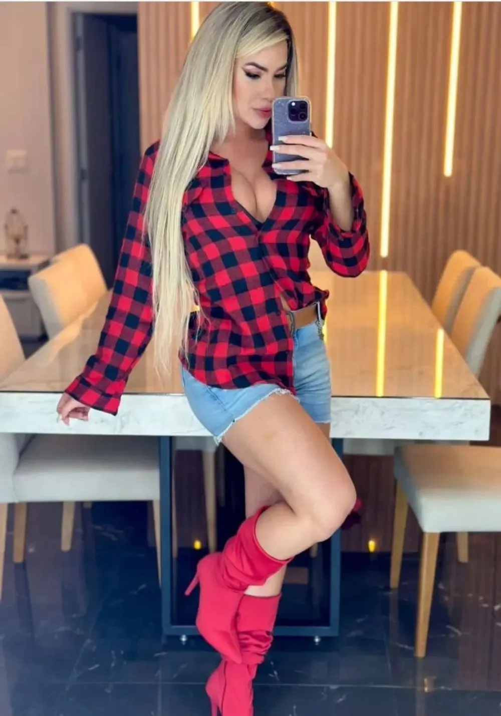 Red Long Sleeve Plaid Shirt