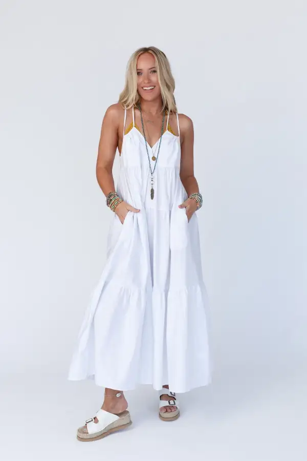 Havana Nights Tiered Maxi Dress - Off White