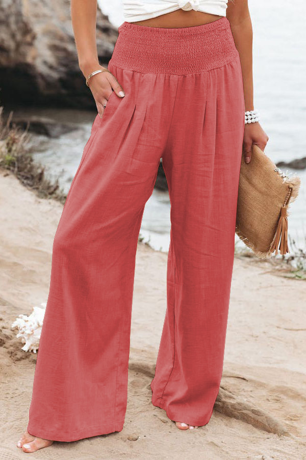 Casual Wide Leg Cotton and Linen Loose Pants