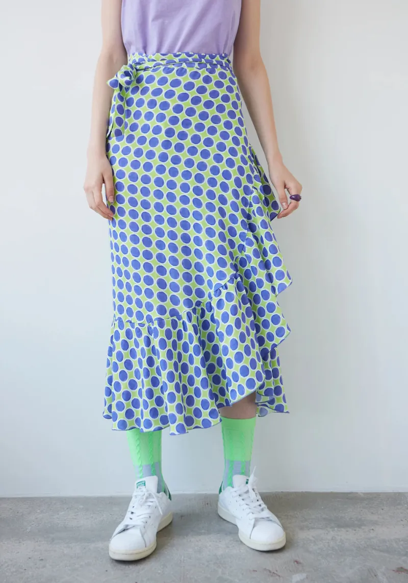 LIME PRINTED WRAP SKIRT