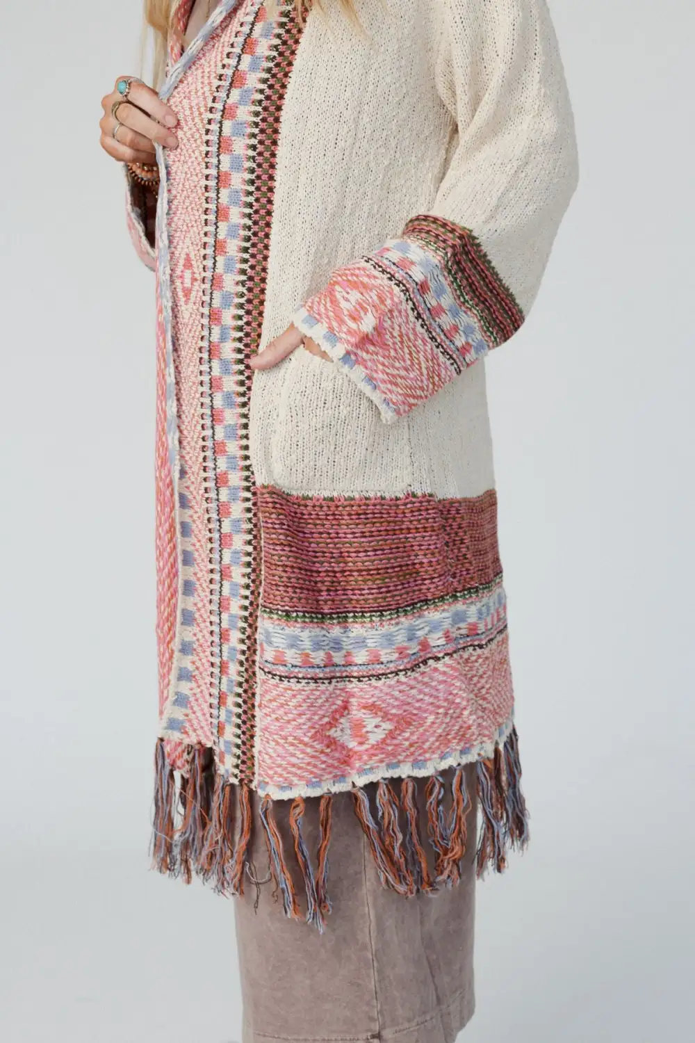 Yuma Fringe Cardigan - Oatmeal