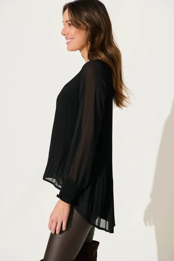 Beau Top In Black Chiffon