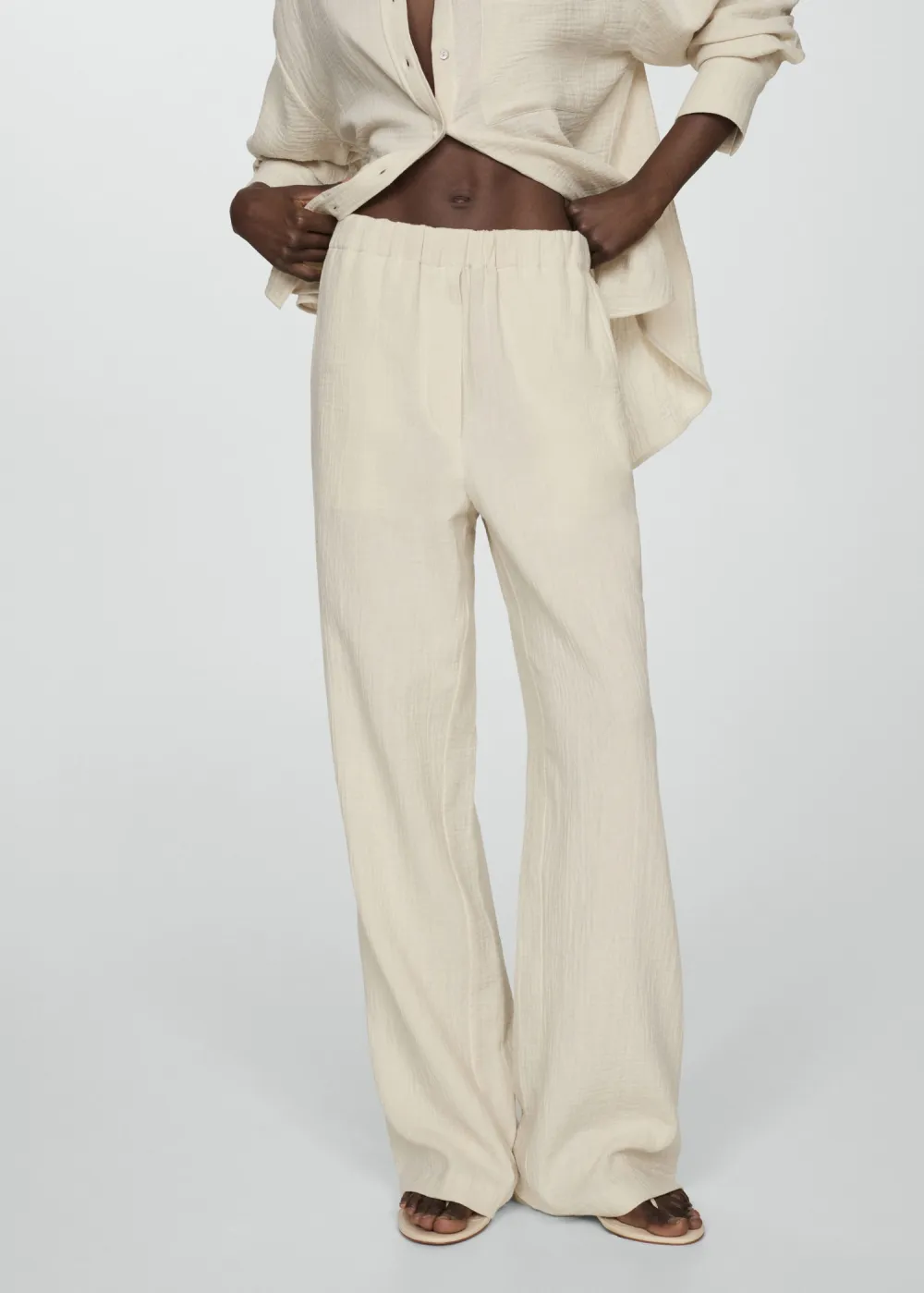 Cotton wideleg trousers